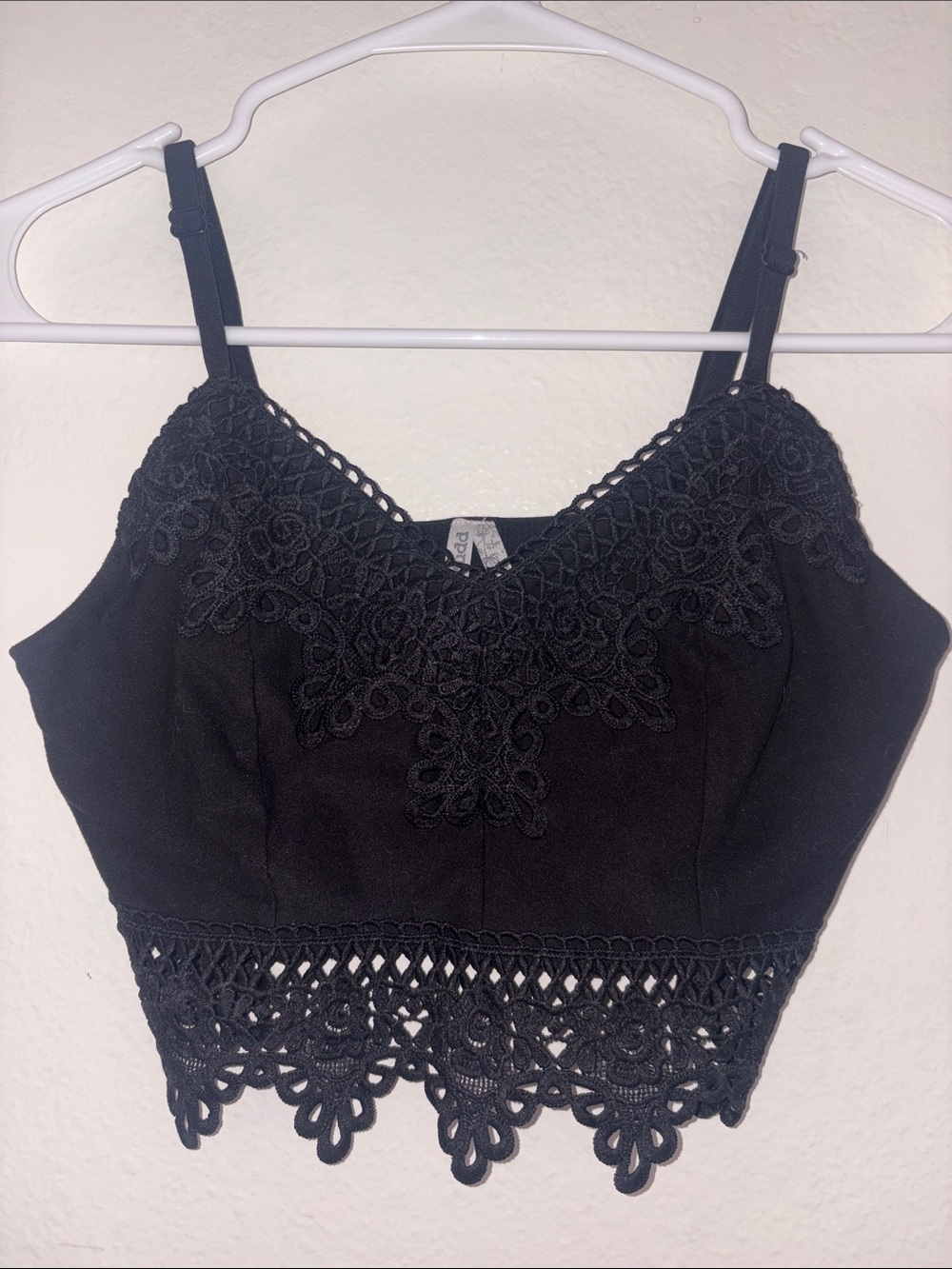 Mudd Black Lace-Trim Crop Cami